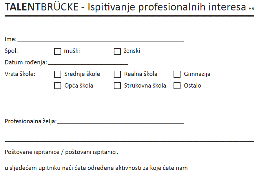 Kroatisch - TALENTBRÜCKE-Berufsinteressentest